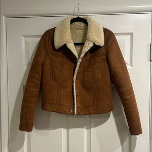 MOTHER Tan Teddy Jacket with Cream Collar